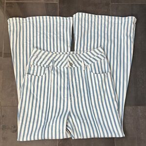 Avec Les Filles Striped Denim in Blue and White